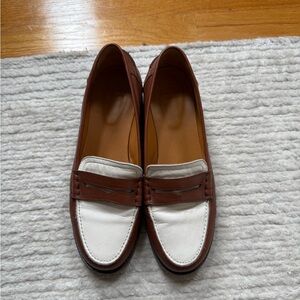Sezane Brown and White Loafers